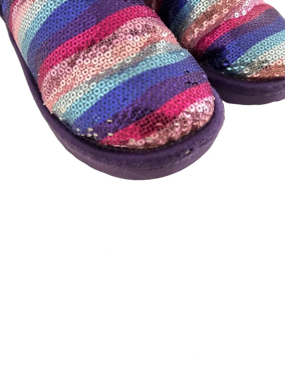 UGG | Classic Short II Girls Size 12 Purple Rainbow Sequins Slip On